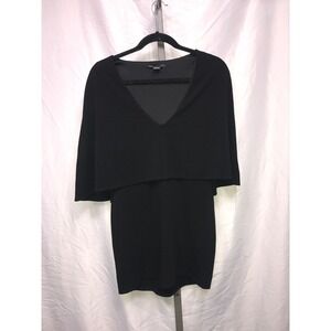 maddy k Black Cape Dress V Neck Sheath Mini Size S